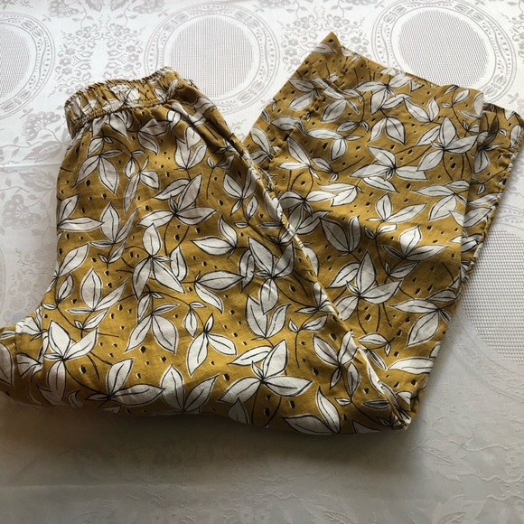 Rachel Zoe Mustard/White Floral Pants Women’s Size XS 100% Linen Bohemian Style - Picture 15 of 16